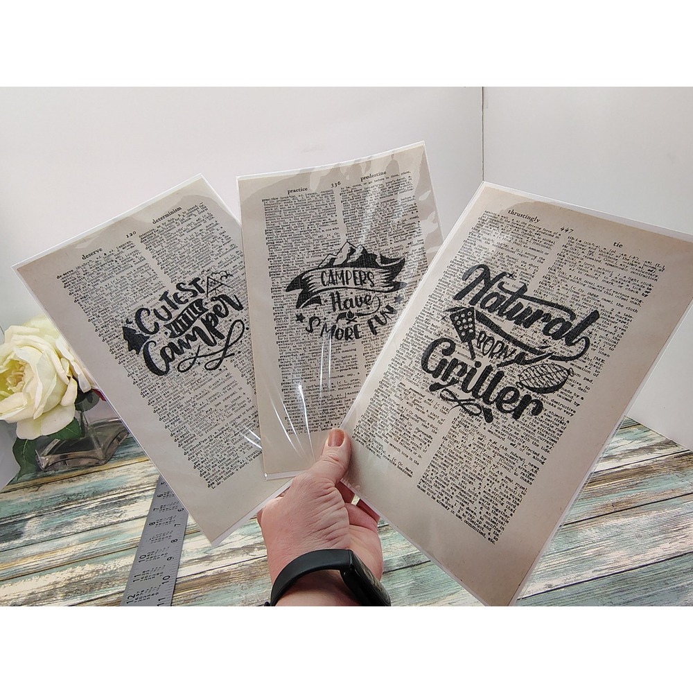 Cutest Little Camper Quotes Vintage Dictionary Page Decor Outdoorsy Style‎ 3pgs